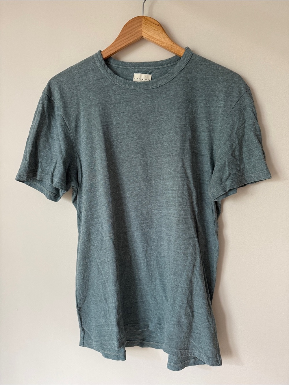Simon Miller | Silk Cotton Crewneck Short Sleeve Tee in Slate Green | Size 1 S/M